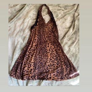 Vintage mini halter cheetah print slip